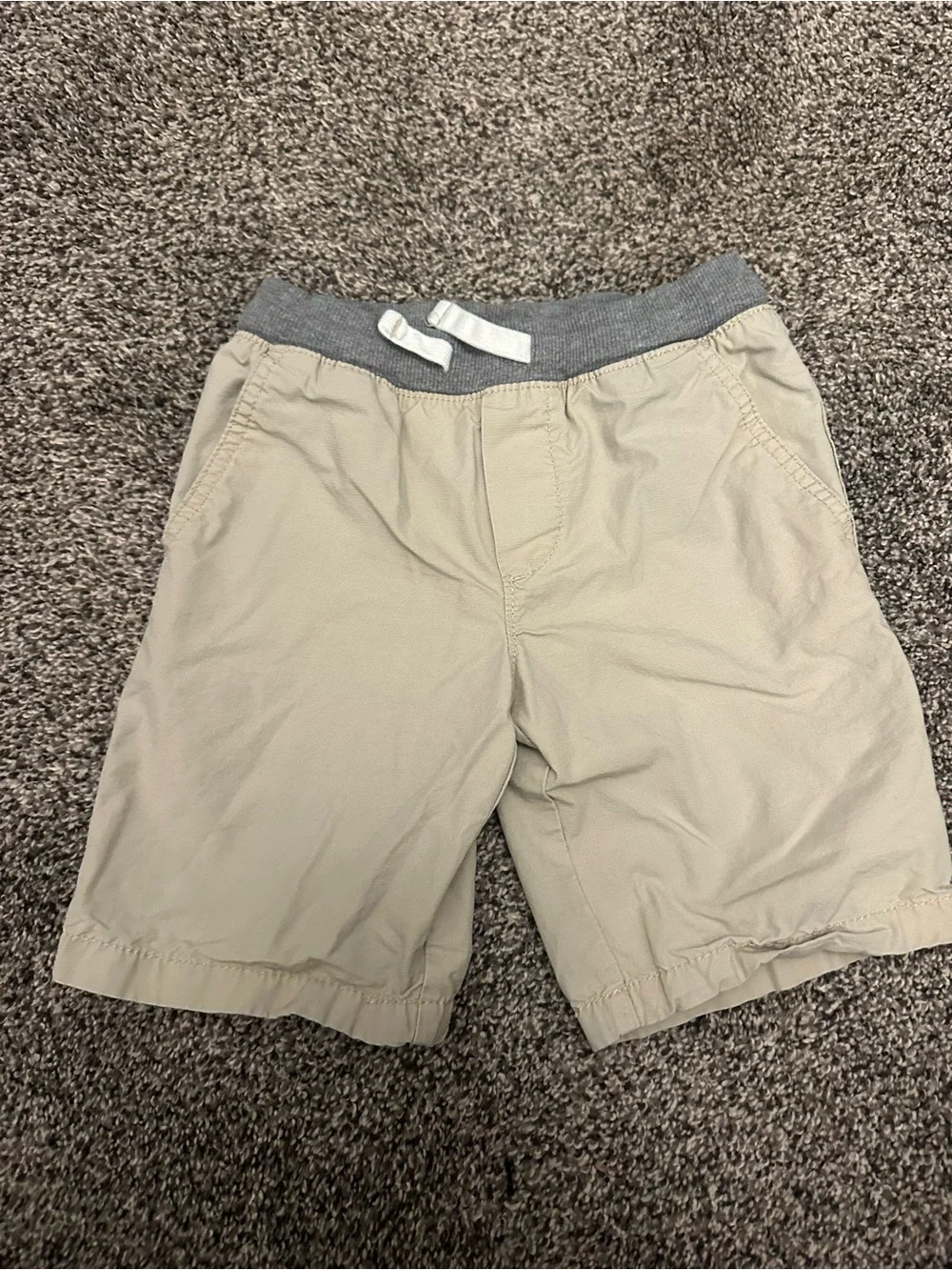 Carters  Pull-On Elastic Waist Shorts - Beige and Navy. Boys 5 - Picture 4 of 8